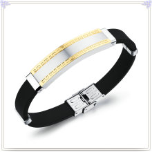 Bracelet en caoutchouc Bracelet en silicone en bijoux en acier inoxydable (LB218)